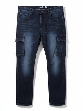 Born Fly Skinny Cargo Dark Wash Blue Denim Jeans 36 x 31.5